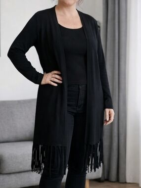 Plus Sz Fringe Cardigan Open Front Size XL Soft Knit